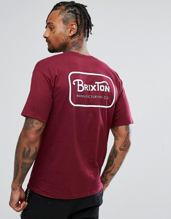Brixton Grade T-shirt With Back Print - Red