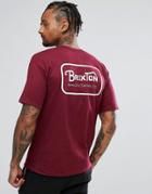 Brixton Grade T-shirt With Back Print - Red
