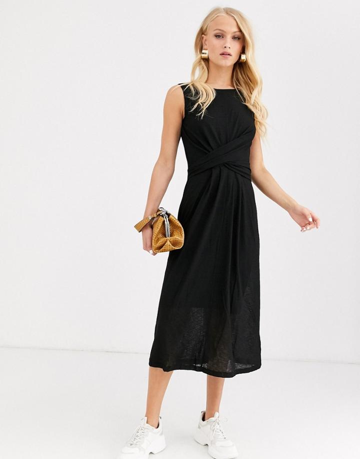 In Wear Patzil Twist Front Midi Dress-black