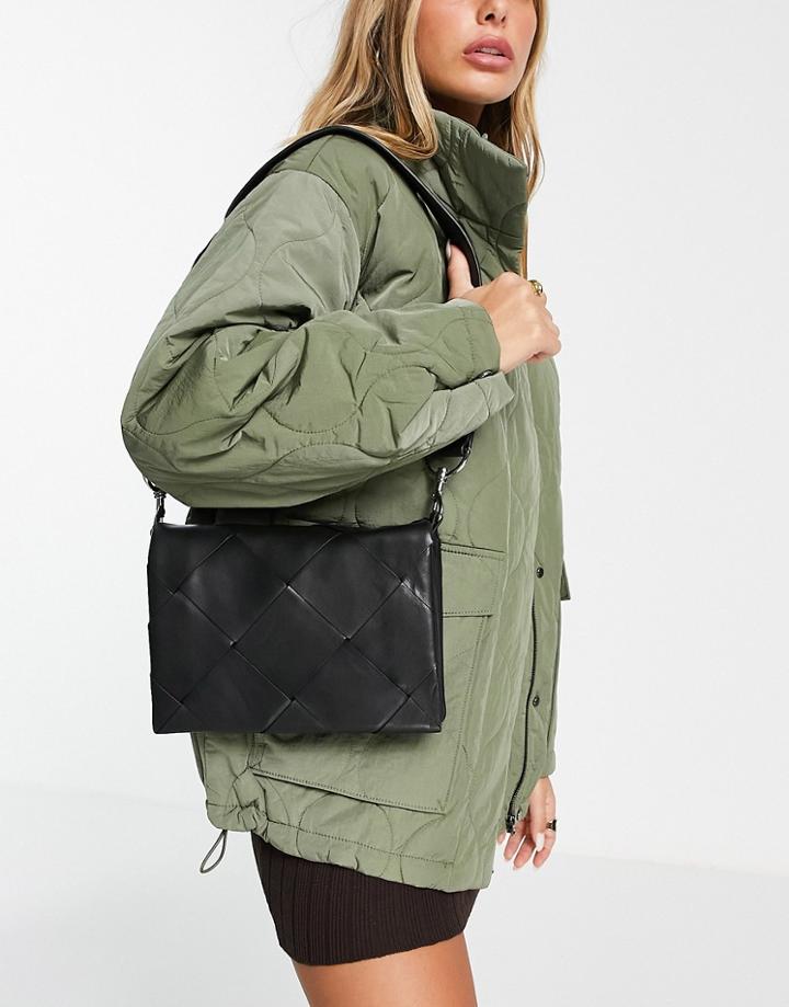 & Other Stories Diamond Braided Cross Body Bag In Black