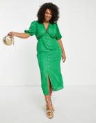 Never Fully Dressed Plus Lindos Tea Midaxi Dress In Green Star Print