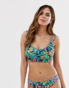 Pour Moi Havana Breeze Underwired Cami Bikini Top In Blue Multi - Multi