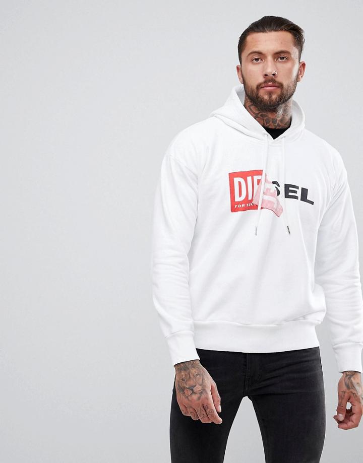 Diesel S-alby Logo Hoodie - White