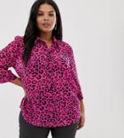 Asos Design Curve Sheer Shirt In Neon Leopard Animal Print-multi
