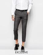 Heart & Dagger Herringbone Pants With Fleck In Cropped Super Skinny Fit - Gray