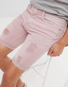 Burton Menswear Denim Shorts In Pink - Pink