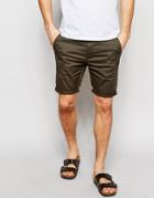 Asos Skinny Chino Shorts In Forest Green - Forest Night