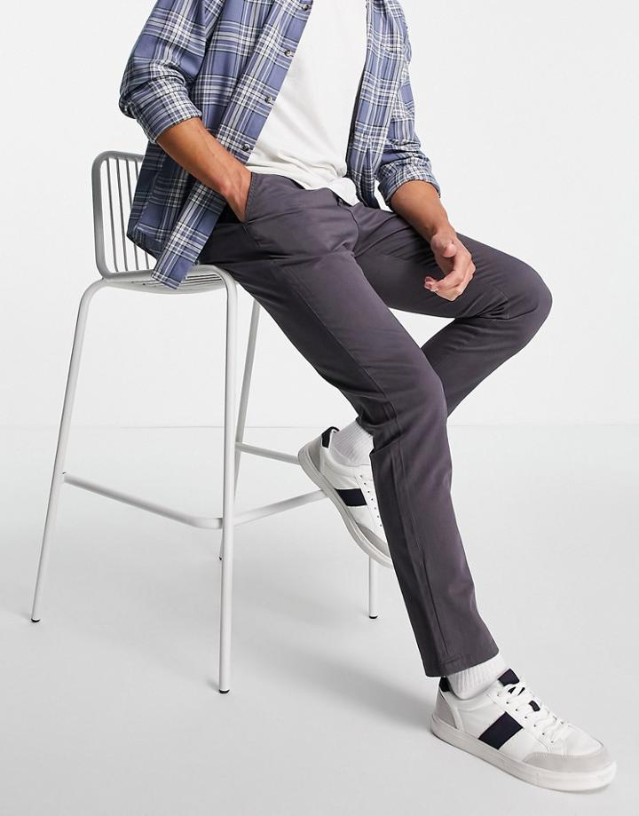 Jack & Jones Intelligence Slim Fit Chinos In Gray-grey