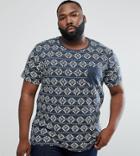 Brave Soul Plus All Over Geo-tribal Print T-shirt - Navy