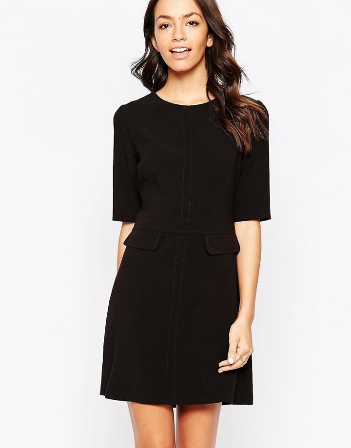New Look Flap Pocket Detail A Line Shift Dress - Black