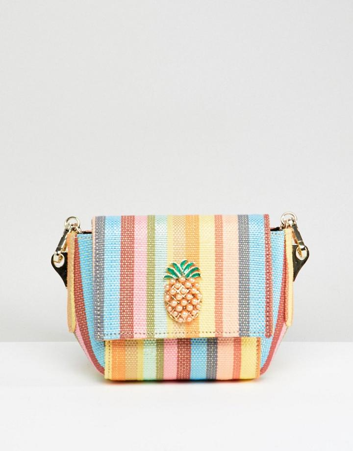 Asos Design Pineapple Stripe Cross Body Bag - Multi