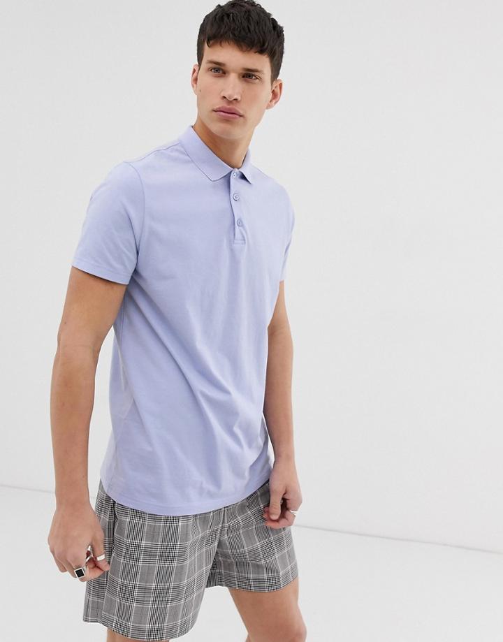 Asos Design Jersey Polo In Purple - Purple