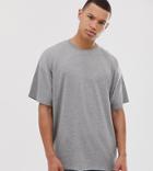 Asos Design Tall Oversized T-shirt With Crew Neck In Gray - Gray