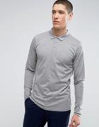 Jack & Jones Premium Long Sleeve Polo In Texture - Gray