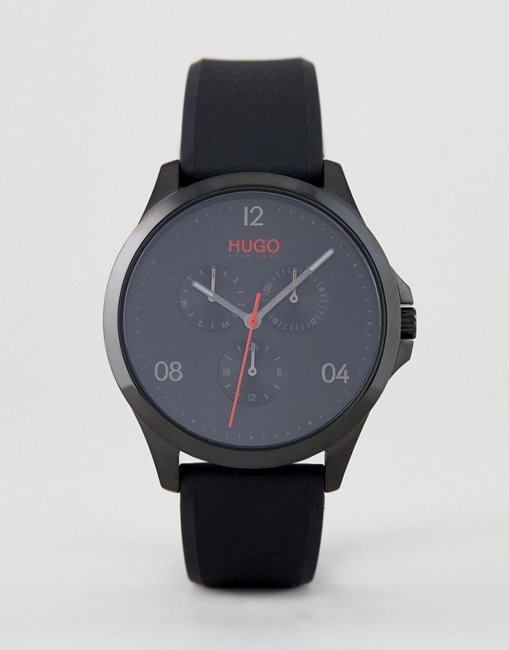 Hugo 1530034 Risk Silicone Strap Watch In Black - Black