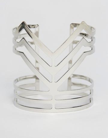 Ruby Rocks Structured Cuff Bracelet - Silver