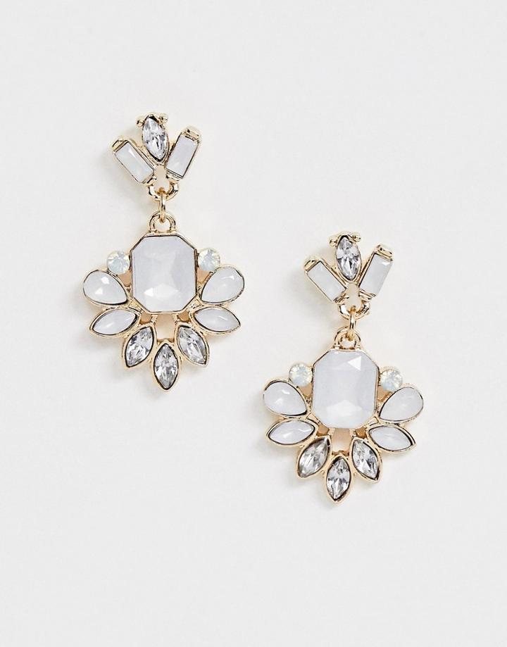 Asos Design Earrings In Pretty Jewel Design In Gold