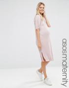 Asos Maternity Plisse T-shirt Dress - Pink