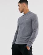 Lacoste Long Sleeve Polo Shirt In Gray-navy