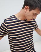 Bellfield T-shirt With Vintage Stripe - Navy