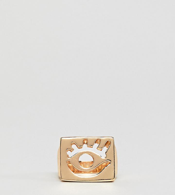 Designb London Gold Eye Signet Ring - Gold