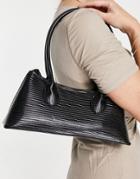 Asos Design Lizard Effect Shoulder Bag With Elongated Straps In Black