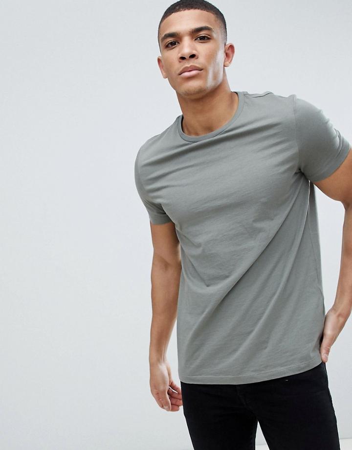 Asos Design T-shirt With Crew Neck In Gray