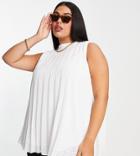 Asos Design Curve Sheer Textured Halter Neck Swing Top In Ivory-white