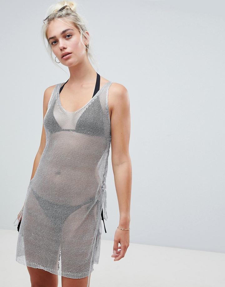 New Look Metallic Beach Dress - Silver