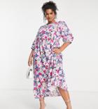 Nobody's Child Plus Rachel Floral Print Dress With Pockets In Multicolor