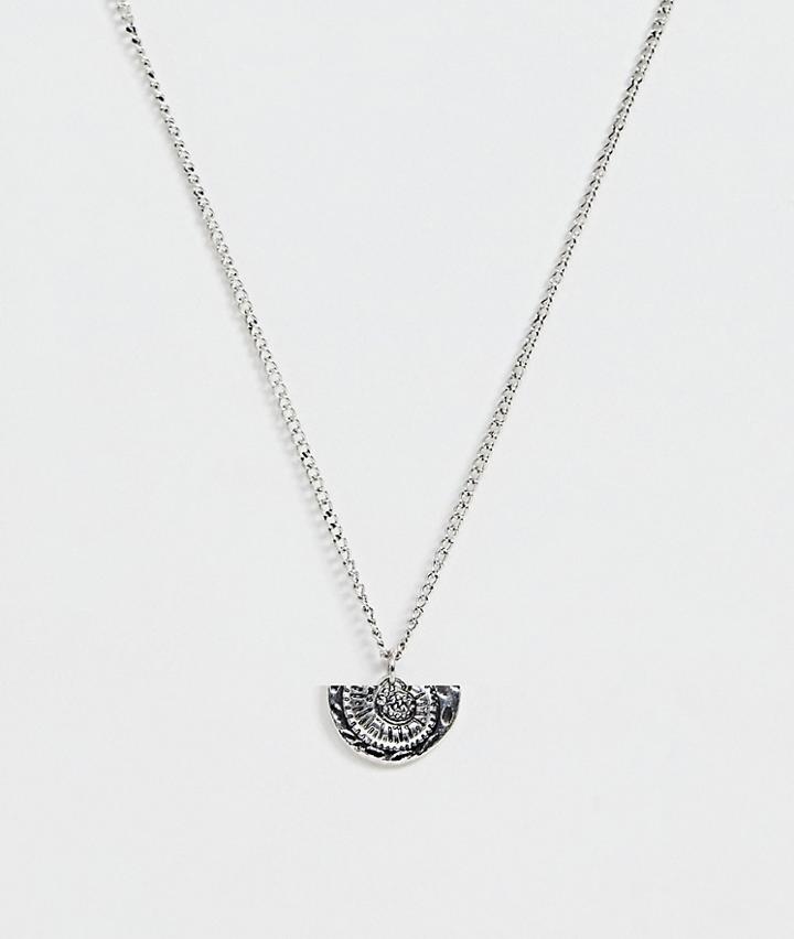 Asos Design Shell Pendant Necklace In Silver Tone