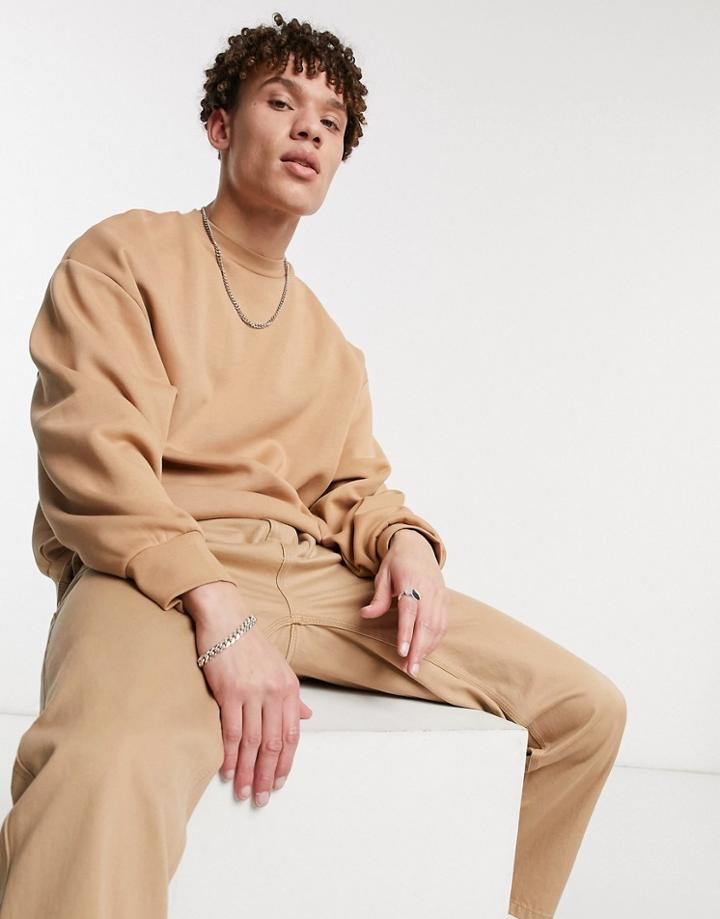 River Island Oversized Sweatshirt In Camel-white