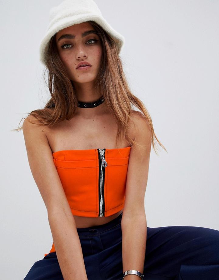 The Ragged Priest Zip Thru Bandeau - Orange
