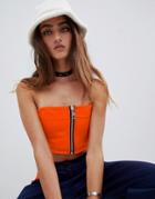 The Ragged Priest Zip Thru Bandeau - Orange