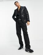 Harry Brown Tapestry Velvet Slim Fit Blazer-black
