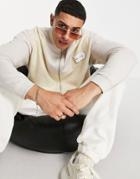 Asos Unrvlld Spply Oversized Funnel Neck Jacket With Polar Fleece Panels In Ecru-grey
