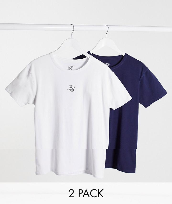 Siksilk 2 Pack Lounge T-shirts In Navy And White-multi