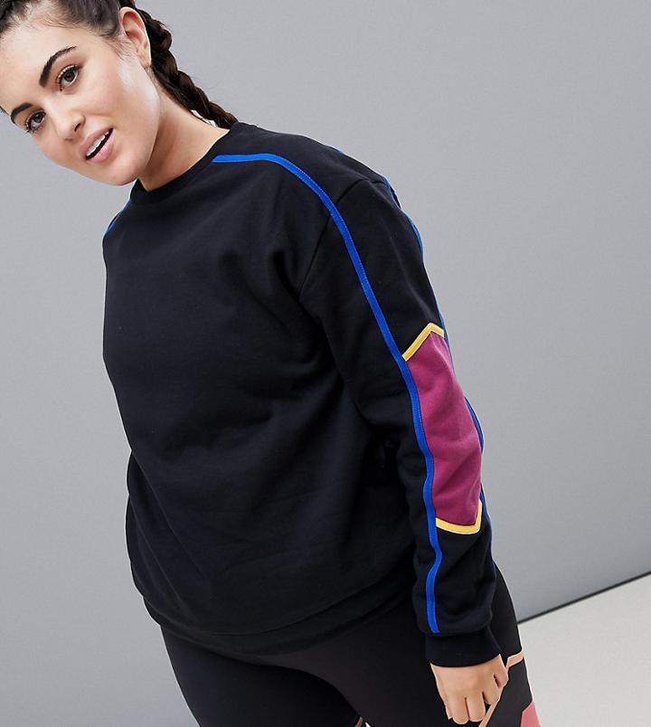 South Beach Plus Stripe Sleeve Sweatshirt - Multi