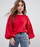 Only Baloon Sleeve Sweater - Red