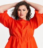 Simply Be Blouse With Puff Sleeves In Coral-red