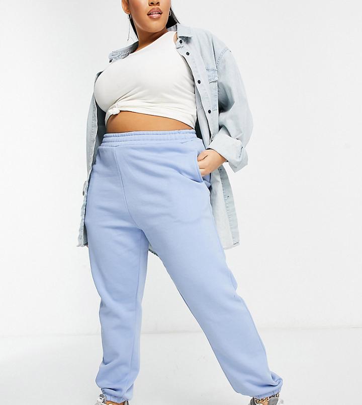 Missguided Plus Basic Sweatpants In Blue-blues