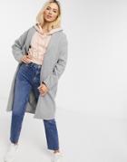 Pieces Alice Wool Blend Coat In Gray-grey