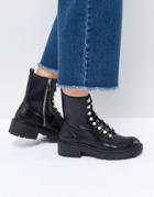 Stradivarius Pearl Detail Worker Boot - Black