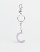 Asos Design Personalized C Bag Charm In Lilac Marble-purple