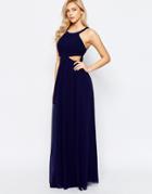 Little Mistress Chiffon Maxi Dress With Cut Outs - Navy