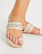 Asos Design Jamaica Toe Loop Shell Espadrilles In Natural-neutral