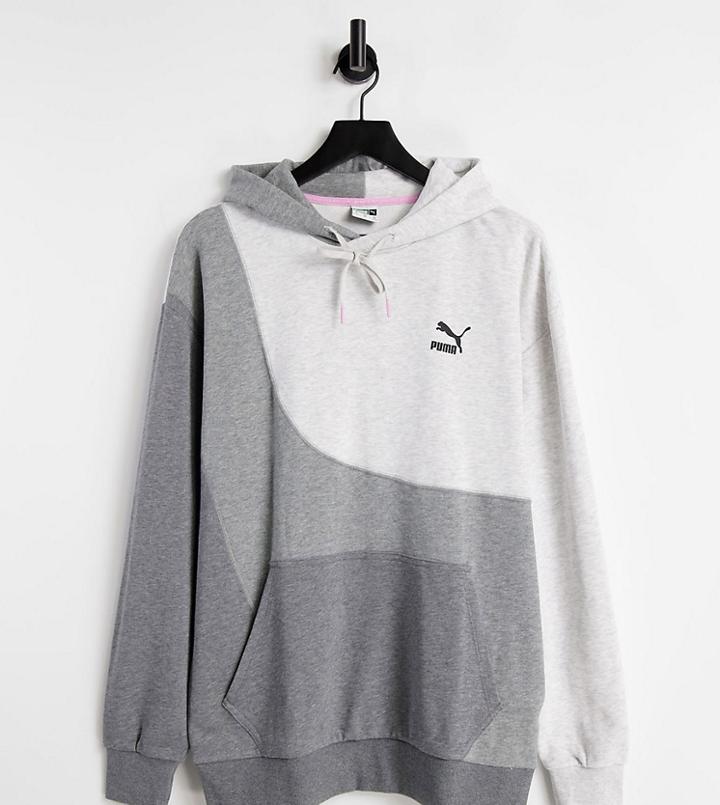 Puma Convey Logo Hoodie In Multi Gray - Exclusive To Asos-grey