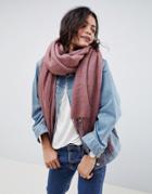 Asos Design Supersoft Long Woven Scarf With Tassels-pink