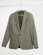 River Island Slim Fit Suit Jacket In Brown Heritage Check