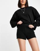 Asos Design Knit Shorts In Chunky Rib In Black - Part Of A Set